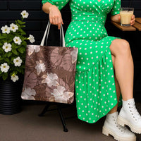 Hawaii Tote Bag Brown Polynesian Monstera Patterns - Polynesian Pride