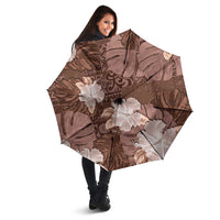Hawaii Umbrella Brown Polynesian Monstera Patterns - Polynesian Pride