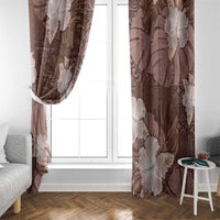 Hawaii Window Curtain Brown Polynesian Monstera Patterns - Polynesian Pride