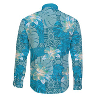 Hawaii Family Matching Off Shoulder Maxi Dress and Hawaiian Shirt Teal Polynesian Monstera Patterns - Polynesian Pride