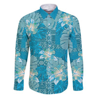 Hawaii Family Matching Puletasi and Hawaiian Shirt Teal Polynesian Monstera Patterns - Polynesian Pride