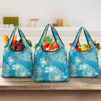 Hawaii Grocery Bag Teal Polynesian Monstera Patterns - Polynesian Pride