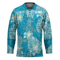 Hawaii Hockey Jersey Teal Polynesian Monstera Patterns DT05 Unisex Teal - Polynesian Pride
