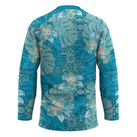Hawaii Hockey Jersey Teal Polynesian Monstera Patterns DT05 - Polynesian Pride