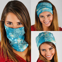 Hawaii Neck Gaiter Teal Polynesian Monstera Patterns DT05