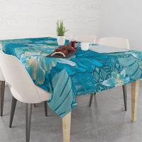 Hawaii Tablecloth Teal Polynesian Monstera Patterns - Polynesian Pride