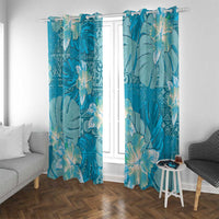 Hawaii Window Curtain Teal Polynesian Monstera Patterns - Polynesian Pride