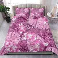 Hawaii Bedding Set Magenta Polynesian Monstera Patterns - Polynesian Pride