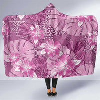 Hawaii Hooded Blanket Magenta Polynesian Monstera Patterns - Polynesian Pride