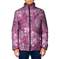 Hawaii Padded Jacket Magenta Polynesian Monstera Patterns - Polynesian Pride