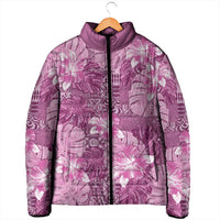 Hawaii Padded Jacket Magenta Polynesian Monstera Patterns - Polynesian Pride