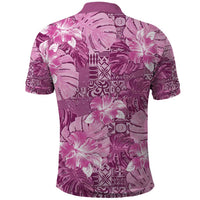 Hawaii Polo Shirt Magenta Polynesian Monstera Patterns - Polynesian Pride