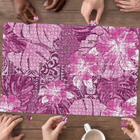 Hawaii Puzzle Magenta Polynesian Monstera Patterns - Polynesian Pride
