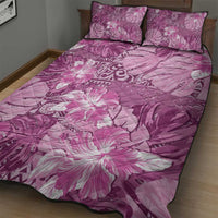 Hawaii Quilt Bed Set Magenta Polynesian Monstera Patterns - Polynesian Pride