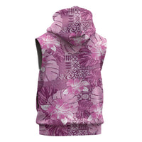 Hawaii Sleeveless Hoodie Magenta Polynesian Monstera Patterns - Polynesian Pride