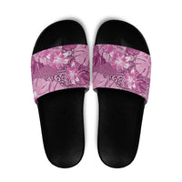 Hawaii Slide Sandals Magenta Polynesian Monstera Patterns - Polynesian Pride