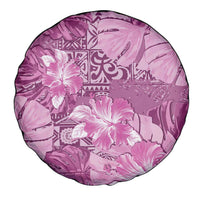Hawaii Spare Tire Cover Magenta Polynesian Monstera Patterns - Polynesian Pride