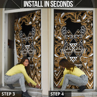 Aotearoa Kati Mamoe Door Cover Maori Brown Tribal Paua Shell Pattern DT05 - Polynesian Pride