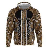 Aotearoa Kati Mamoe Zip Hoodie Maori Brown Tribal Paua Shell Pattern DT05 Zip Hoodie Brown - Polynesian Pride