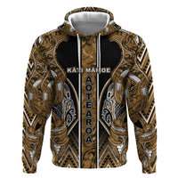 Aotearoa Kati Mamoe Zip Hoodie Maori Brown Tribal Paua Shell Pattern DT05 Pullover Hoodie Brown - Polynesian Pride
