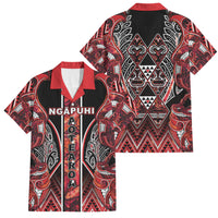 Aotearoa Ngapuhi Family Matching Tank Maxi Dress and Hawaiian Shirt Maori Red Tribal Paua Shell Pattern DT05 Dad's Shirt - Short Sleeve Red - Polynesian Pride