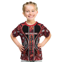Aotearoa Ngapuhi Kid T Shirt Maori Red Tribal Paua Shell Pattern DT05 Red - Polynesian Pride