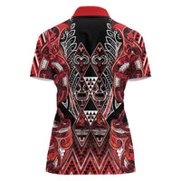 Aotearoa Ngapuhi Women Polo Shirt Maori Red Tribal Paua Shell Pattern DT05 - Polynesian Pride