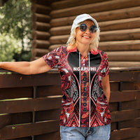 Aotearoa Ngapuhi Women Polo Shirt Maori Red Tribal Paua Shell Pattern DT05 - Polynesian Pride