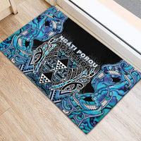 Aotearoa Ngati Porou Rubber Doormat Maori Light Blue Tribal Paua Shell Pattern DT05 - Polynesian Pride