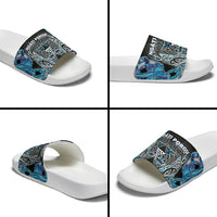 Aotearoa Ngati Porou Slide Sandals Maori Light Blue Tribal Paua Shell Pattern DT05 - Polynesian Pride
