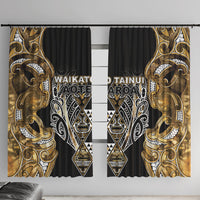 Aotearoa Waikato Tainui Window Curtain Maori Light Gold Tribal Paua Shell Pattern DT05 With Hooks Yellow - Polynesian Pride