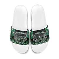 Aotearoa Ngai Tahu Slide Sandals Maori Tribal Dark Green Paua Shell Pattern DT05 Green - Polynesian Pride