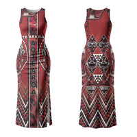 Aotearoa Te Arawa Couples Matching Tank Maxi Dress and Hawaiian Shirt Maori Tribal Dark Red Paua Shell Pattern DT05 - Polynesian Pride