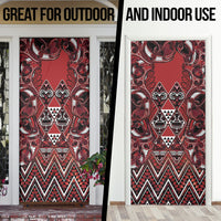 Aotearoa Te Arawa Door Cover Maori Tribal Dark Red Paua Shell Pattern DT05 - Polynesian Pride