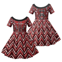 Aotearoa Te Arawa Family Matching Mermaid Dress and Hawaiian Shirt Maori Tribal Dark Red Paua Shell Pattern DT05 Daughter's Dress Red - Polynesian Pride