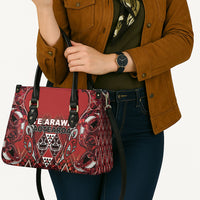 Aotearoa Te Arawa Leather Bag Maori Tribal Dark Red Paua Shell Pattern DT05 - Polynesian Pride