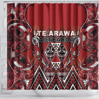 Aotearoa Te Arawa Shower Curtain Maori Tribal Dark Red Paua Shell Pattern DT05 - Polynesian Pride