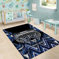 Aotearoa Tuwharetoa Area Rug Maori Tribal Navy Paua Shell Pattern DT05 - Polynesian Pride