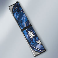 Aotearoa Tuwharetoa Auto Sun Shade Maori Tribal Navy Paua Shell Pattern DT05 - Polynesian Pride