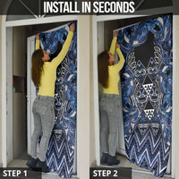 Aotearoa Tuwharetoa Door Cover Maori Tribal Navy Paua Shell Pattern DT05 - Polynesian Pride