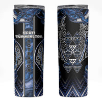Aotearoa Tuwharetoa Skinny Tumbler Maori Tribal Navy Paua Shell Pattern DT05 Navy - Polynesian Pride