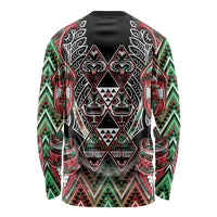 Aotearoa Ngai Tuhoe Long Sleeve Shirt Maori Tribal Red And Green Paua Shell Pattern DT05 - Polynesian Pride