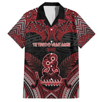 Personalised New Zealand Waitangi Day Family Matching Long Sleeve Bodycon Dress and Hawaiian Shirt Te Tiriti O Waitangi 1840 DT05 Dad's Shirt - Short Sleeve Black - Polynesian Pride