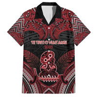 Personalised New Zealand Waitangi Day Family Matching Tank Maxi Dress and Hawaiian Shirt Te Tiriti O Waitangi 1840 DT05 Dad's Shirt - Short Sleeve Black - Polynesian Pride