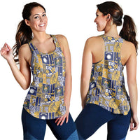 Ekamawir omo Nauru Women Racerback Tank Pacific Patchwork Xmas Vibes - Polynesian Pride