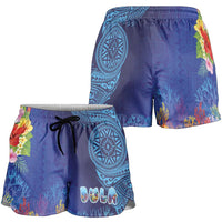Fiji Day Shorts for Women Coral Reef with Tapa Motifs and Hibiscus Ocean Vibe LT03 - Polynesian Pride
