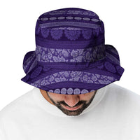 Fiji Marau na Kerisimasi Bucket Hat Purple Tapa Masi Inspired Christmas - Polynesian Pride