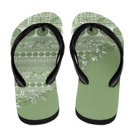 Fiji Marau na Kerisimasi Flip Flops Sage Green Tagimoucia Tapa Masi Tribal - Polynesian Pride