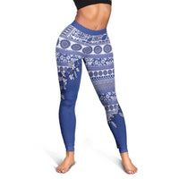 Fiji Marau na Kerisimasi Leggings Blue Tagimoucia Tapa Masi Tribal - Polynesian Pride