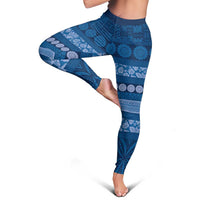 Fiji Marau na Kerisimasi Leggings Blue Tapa Masi Inspired Christmas - Polynesian Pride